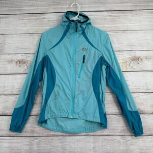 Lowe Alpine Full Zip Packable Rain Jacket Womens Medium Blue Turquoise